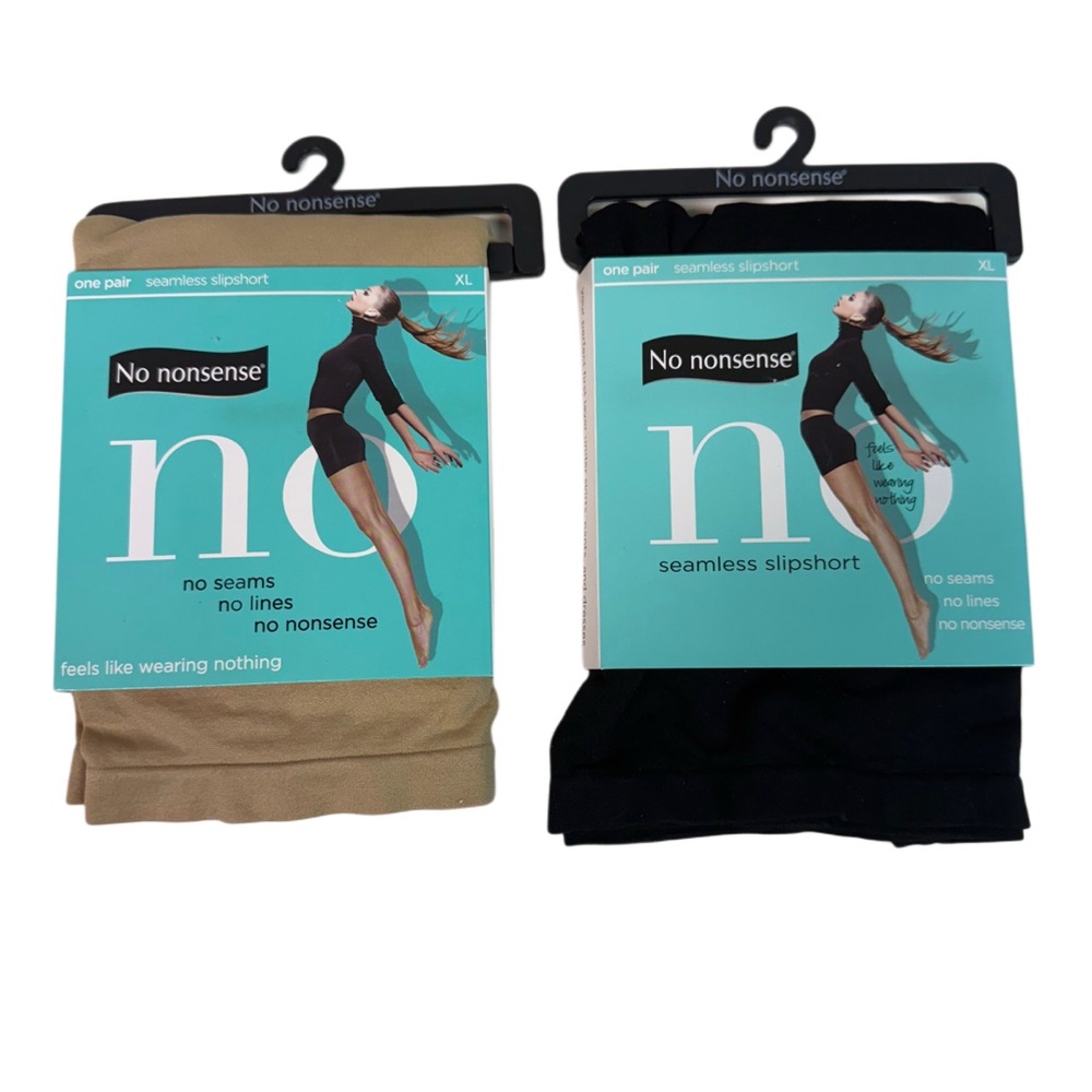 NWT No Nonsense Seamless Slip Shorts Black & Nude Size XL 2 Pair